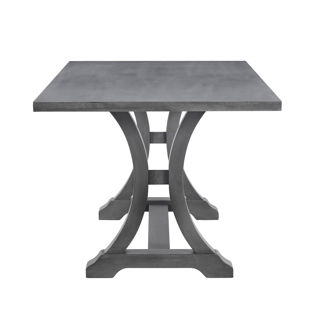 TREXM 6-Piece Farmhouse Dining Table Set, Rectangular Trestle Table and 4 Upholstered Chairs & Bench for Dining Room (Antique Gray) - Home Elegance USA