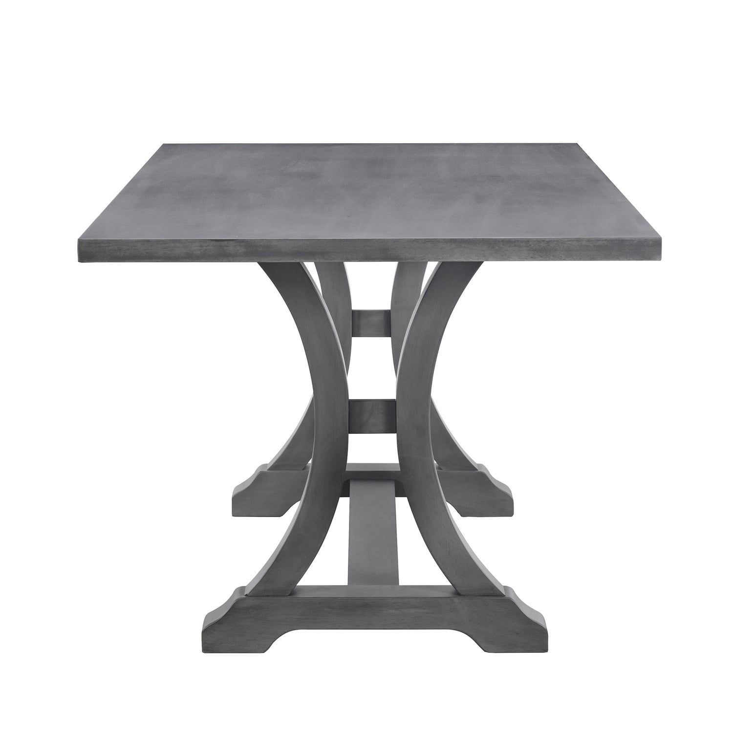 TREXM 6-Piece Farmhouse Dining Table Set, Rectangular Trestle Table and 4 Upholstered Chairs & Bench for Dining Room (Antique Gray) - Home Elegance USA