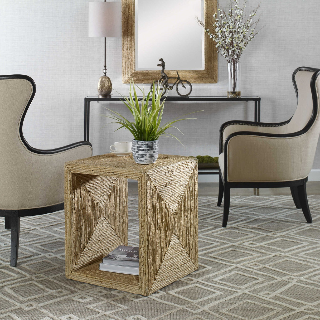 Uttermost Rora Coastal Woven Side Table - Home Elegance USA