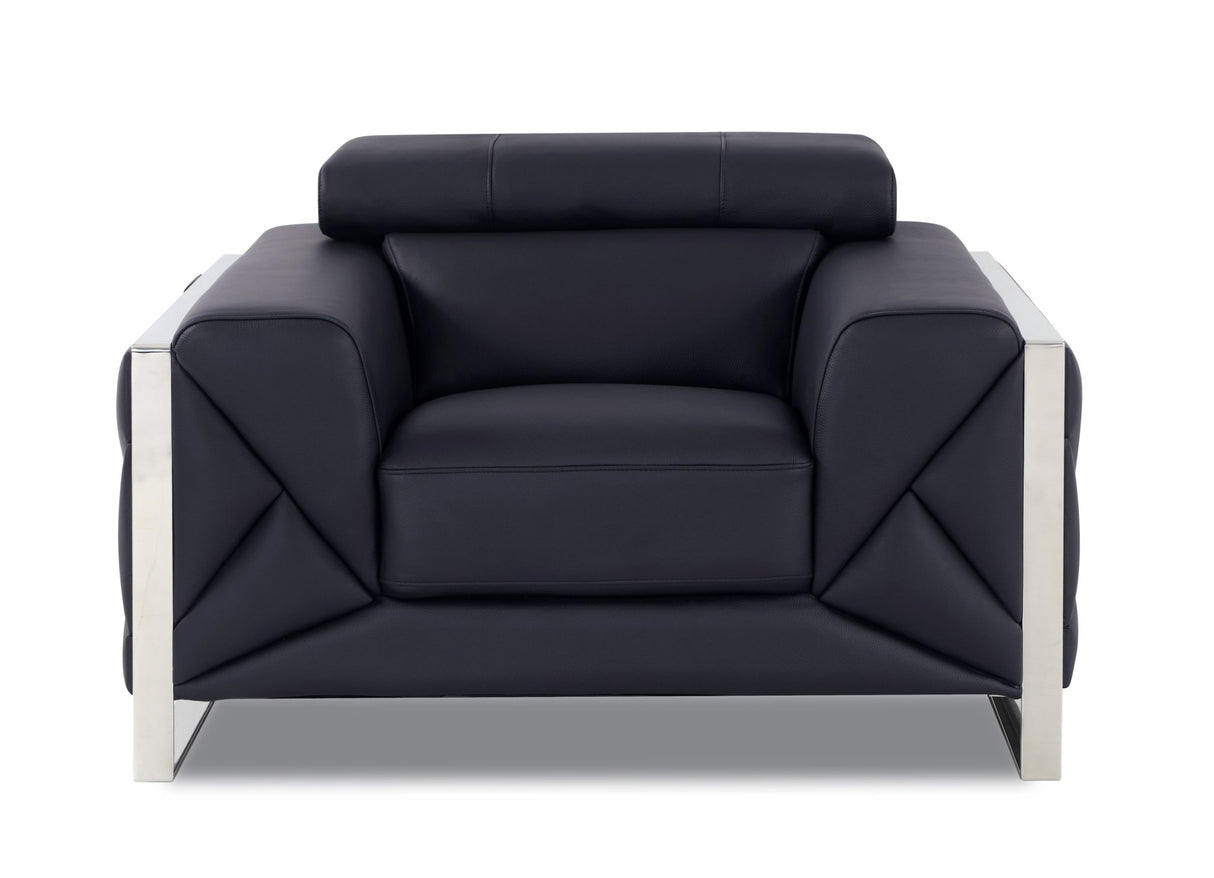 Global United Top Grain Italian Leather  Chair - Home Elegance USA