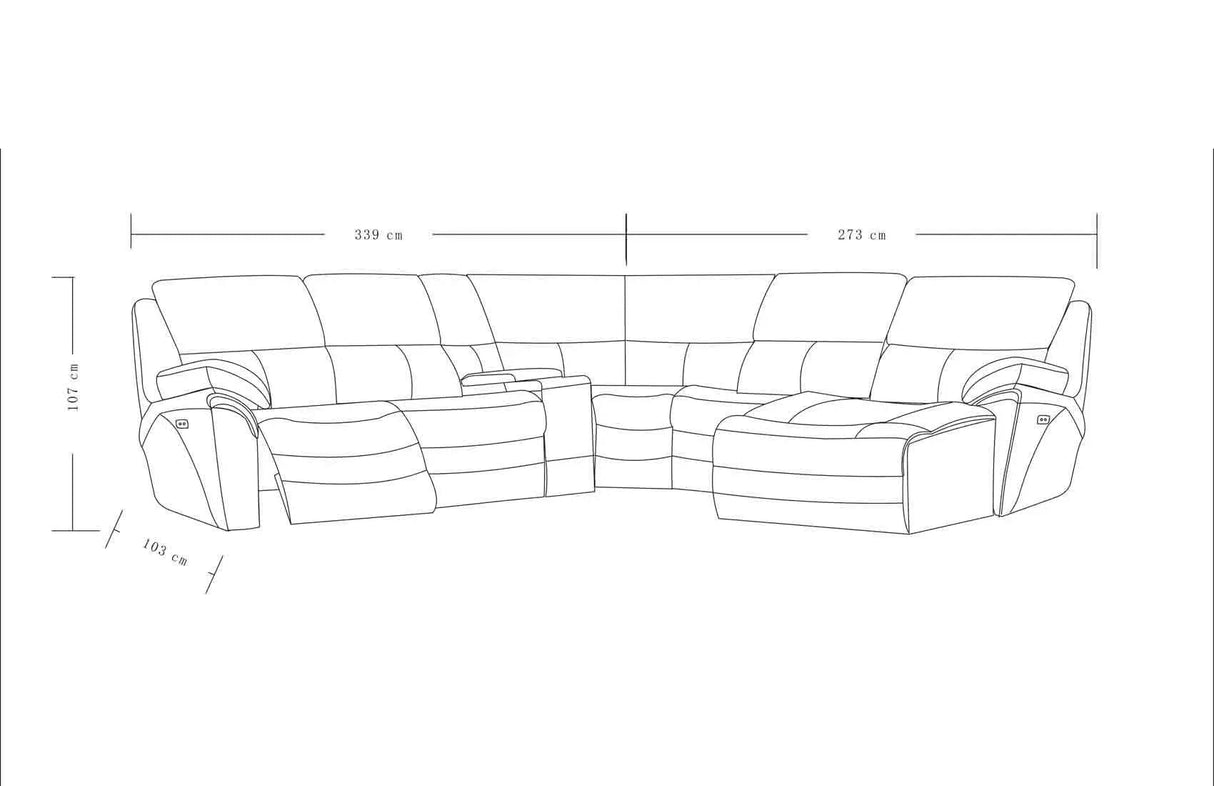 2711 Modern Premium Power Recliner Sectional In Grey Color | ESF | Home Elegance USA