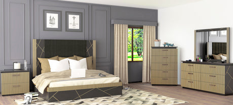 Allure Modern Style 4Pc King Bedroom Set Made With Mango Wood and Finished with Brass Metal - Home Elegance USA