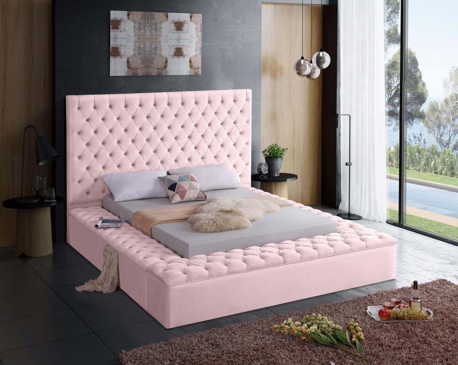 Bliss Velvet King Bed In Pink - Blisspink - K | Meridian | Home Elegance USA