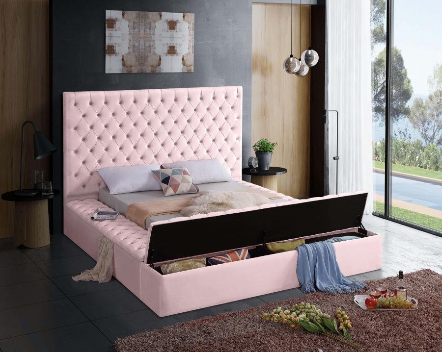 Bliss Velvet Queen Bed In Pink - Blisspink - Q | Meridian | Home Elegance USA