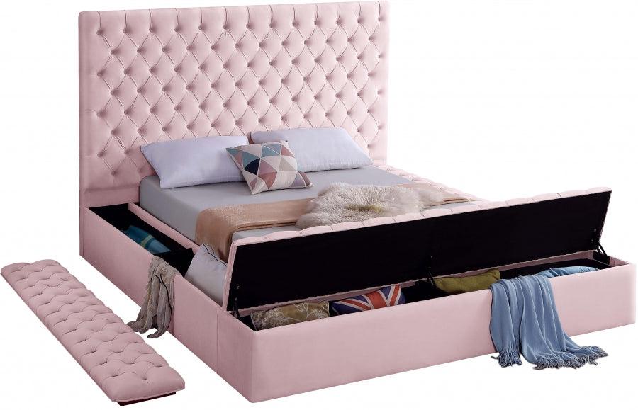 Bliss Velvet Queen Bed In Pink - Blisspink - Q | Meridian | Home Elegance USA