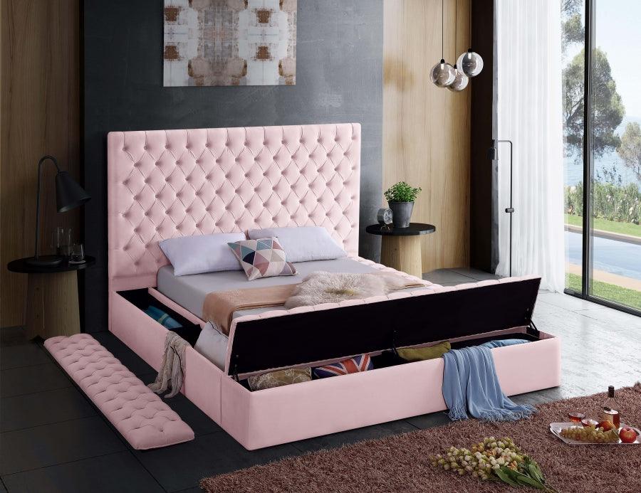 Bliss Velvet Queen Bed In Pink - Blisspink - Q | Meridian | Home Elegance USA