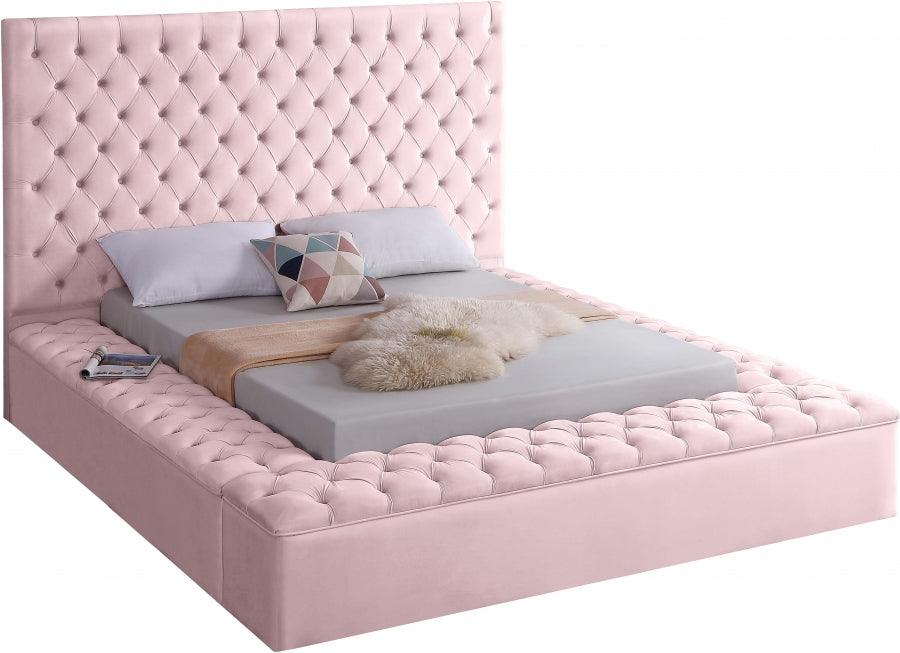 Bliss Velvet Queen Bed In Pink - Blisspink - Q | Meridian | Home Elegance USA
