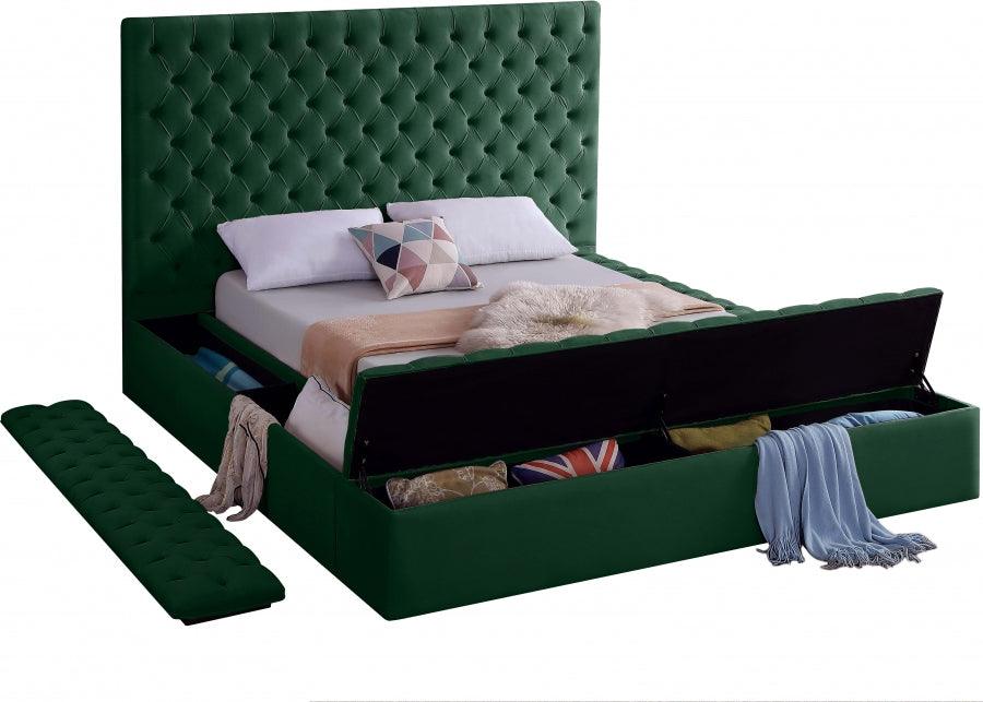 Bliss Velvet King Bed In Green - Blissgreen - K | Meridian | Home Elegance USA