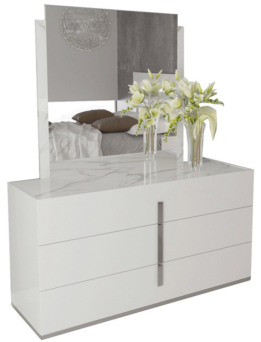 Carrara White Dresser/Mirror - Carraradresserwhite | ESF | Home Elegance USA