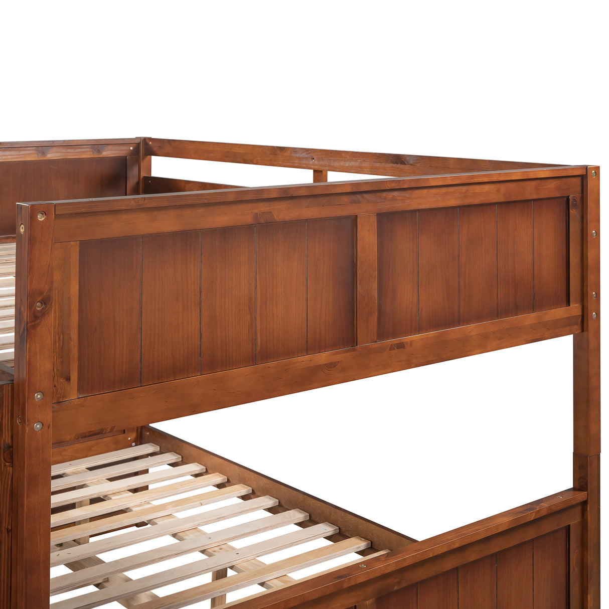 Full Over Full Bunk Bed with Twin Size Trundle, Walnut ( old sku: LP000250AAL) - Home Elegance USA