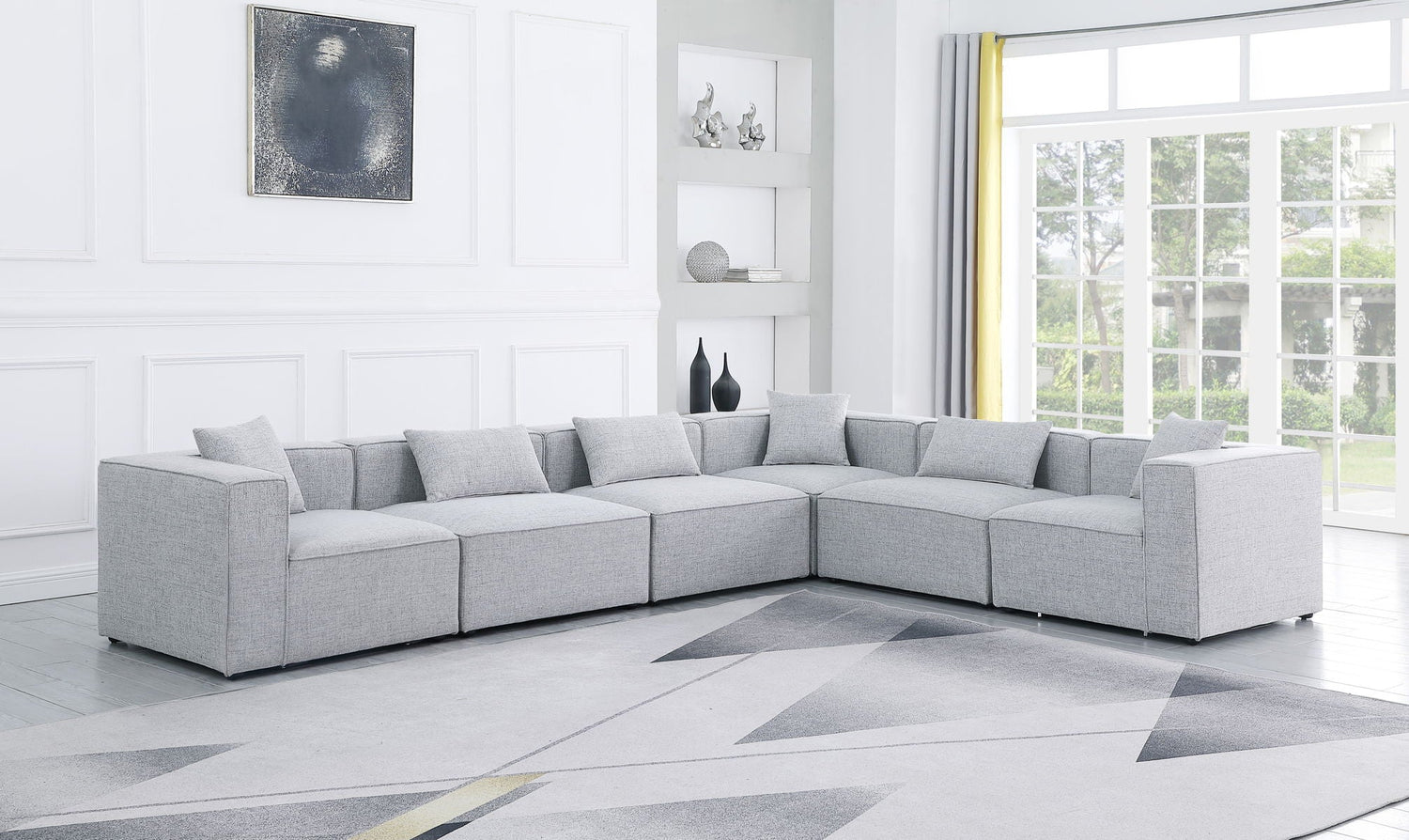 Cube - Modular Sectional 6 Piece - Gray - Modern & Contemporary | Home Elegance USA