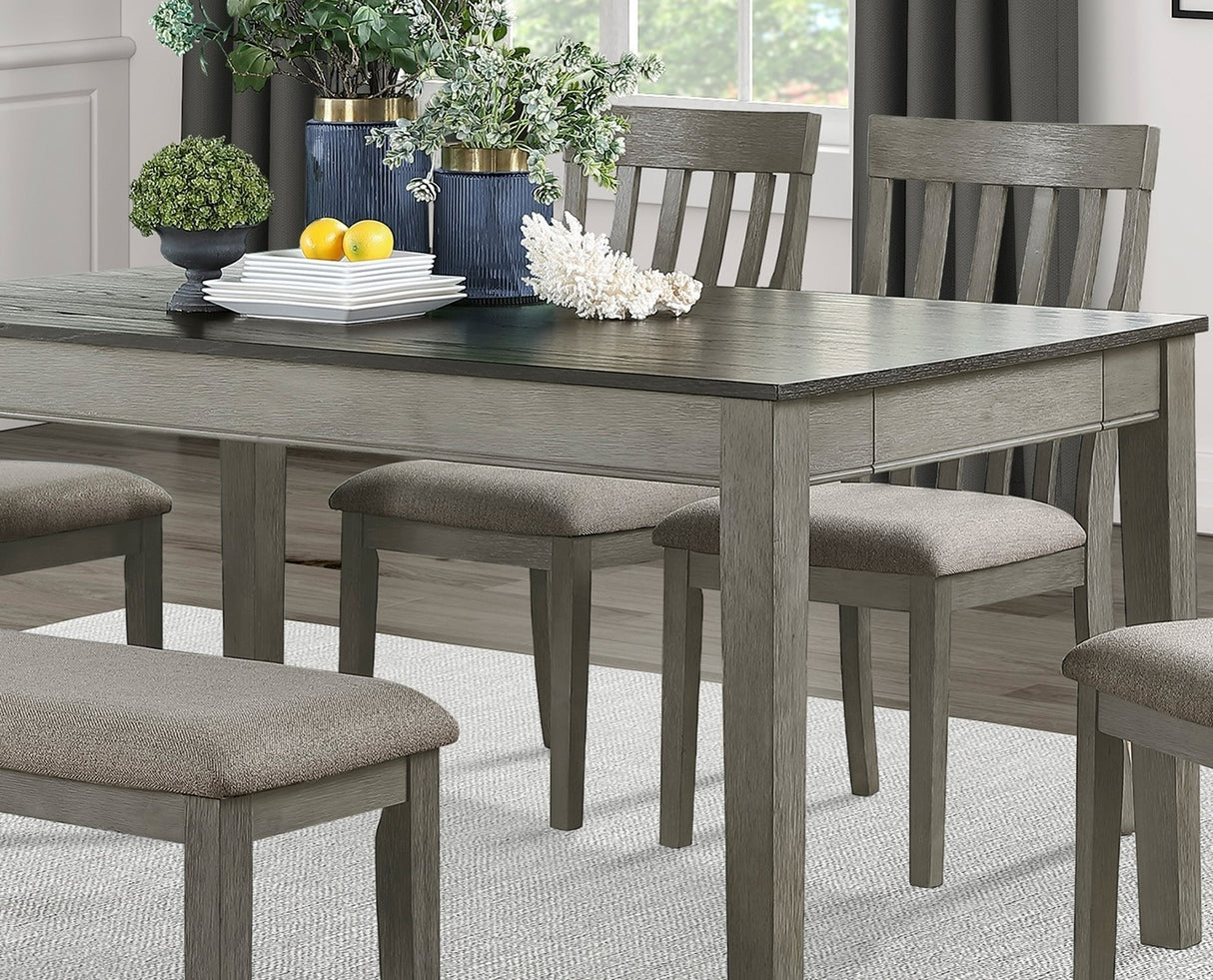 Country Casual Styling 5pc Dining Set Dining Table with Drawers and 4x Side Chairs Light Gray Finish Wooden Contemporary Furniture | Home Elegance USA