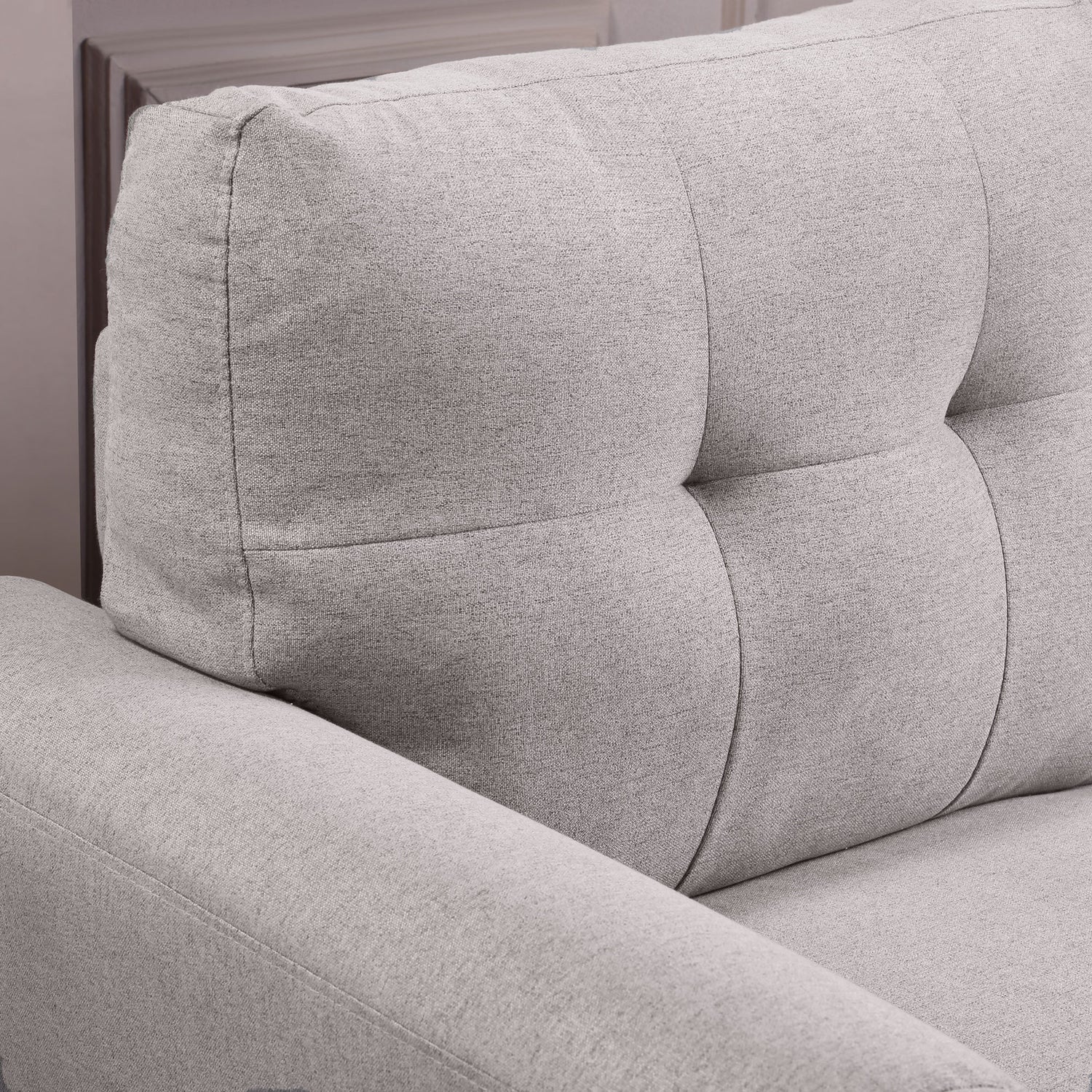 Modern Living Room Sofa Set Linen Upholstered Couch Furniture for Home or Office ,Light Grey,(1+3-Seat,Old Sku:SG000366AAA) Home Elegance USA