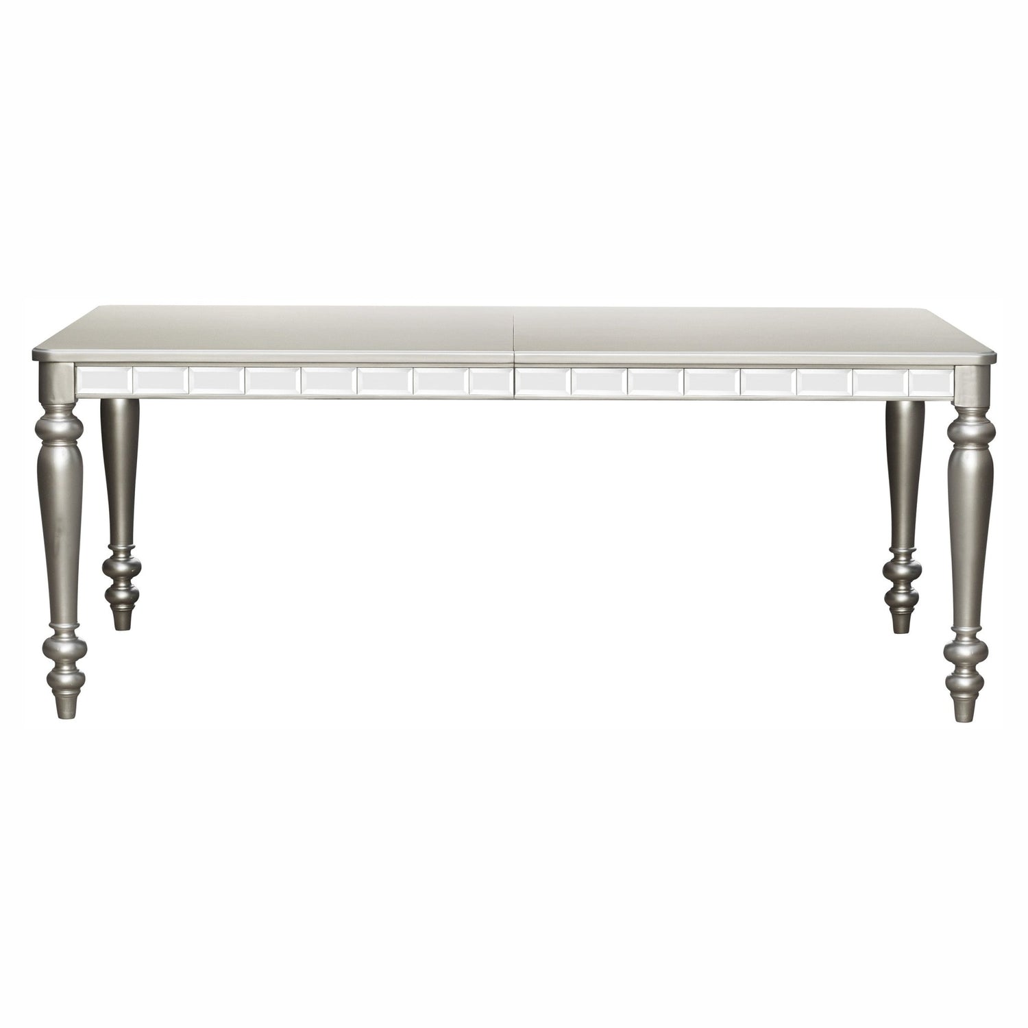 Glamorous Silver Finish Dining Set 5pc Dining Table 4x Side Chairs Crystal Button Tufted Upholstered Modern Style Furniture - Home Elegance USA