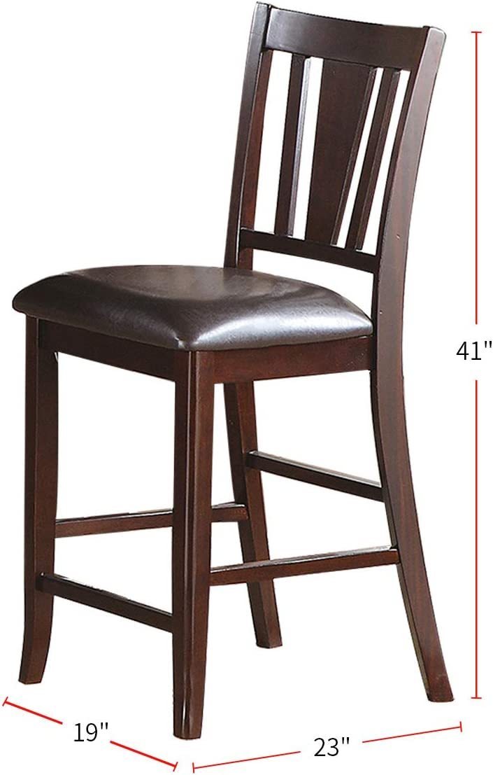 Contemporary Counter Height Dining 6pc Set Table w Butterfly Leaf 4x Chairs A Bench Brown Finish Rubberwood Chairs Cushions Kitchen Dining Room Furniture