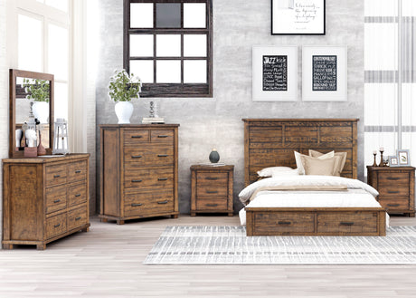Rustic Reclaimed Solid Wood Framhouse 6 Pieces Storage Queen Bedroom Sets - Home Elegance USA