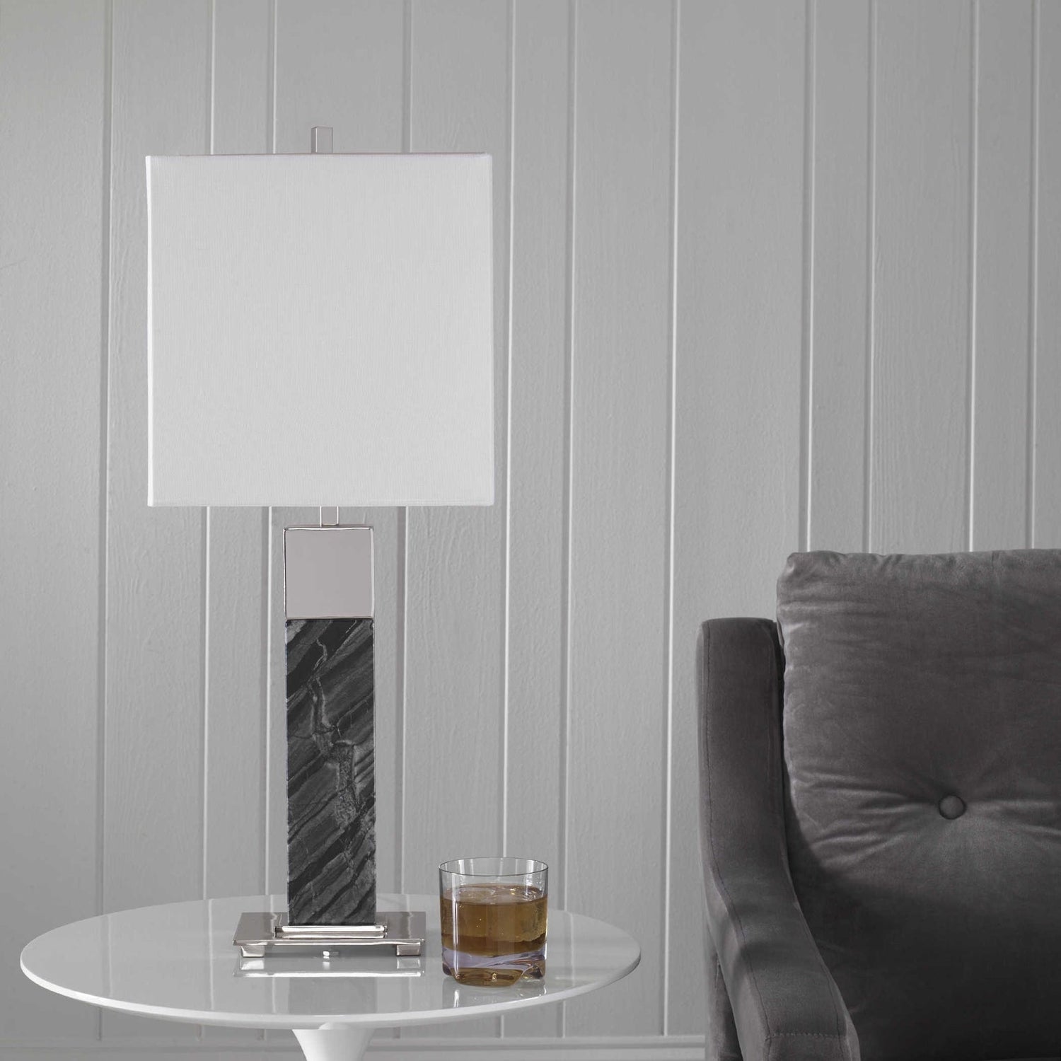 Uttermost Pilaster Black Marble Table Lamp - Home Elegance USA