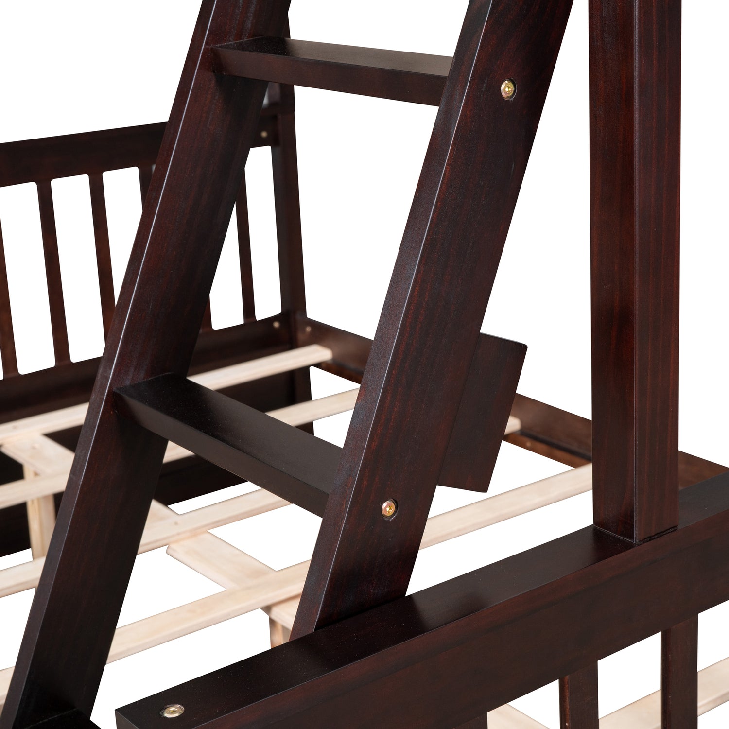 Twin-Over-Full Bunk Bed with Ladders and Two Storage Drawers(Espresso)( old sku:LT000165AAP) - Home Elegance USA