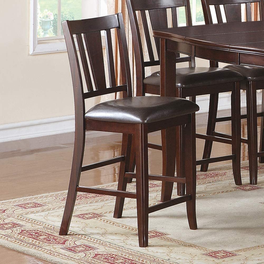 Contemporary Counter Height Dining 6pc Set Table w Butterfly Leaf 4x Chairs A Bench Brown Finish Rubberwood Chairs Cushions Kitchen Dining Room Furniture