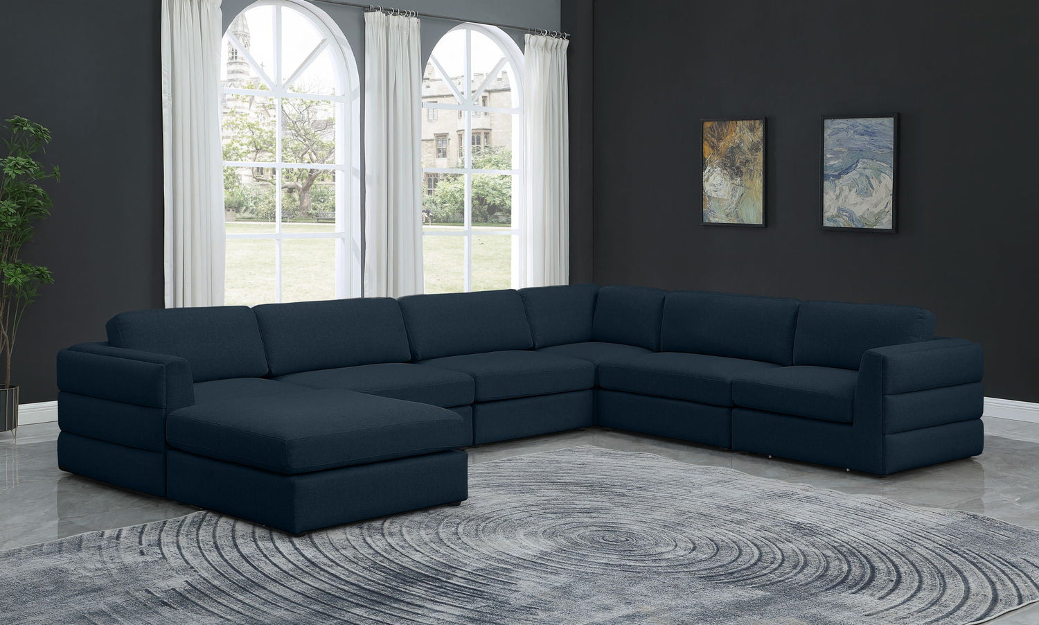 Beckham - Modular Sectional 7 Piece - Navy | Home Elegance USA