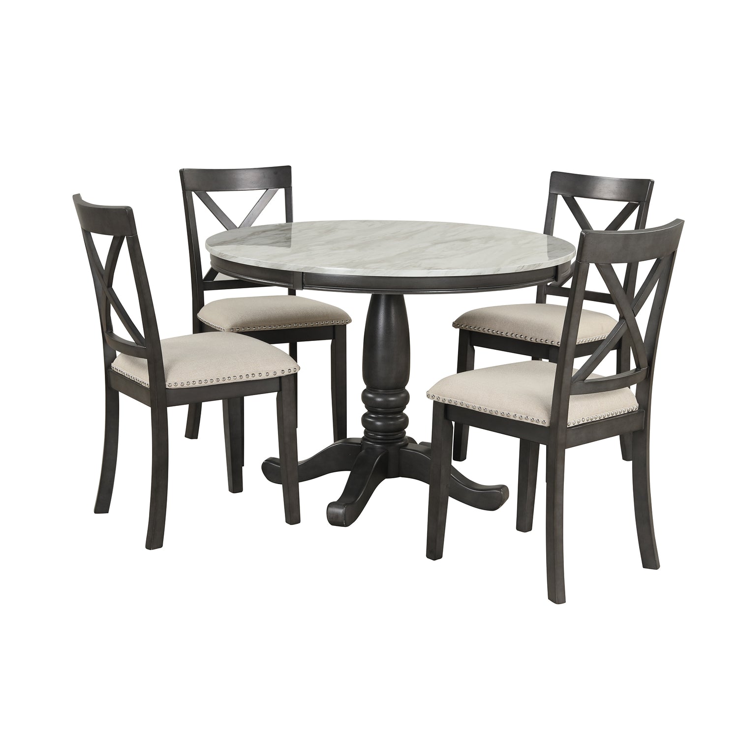 Orisfur. 5 Pieces Dining Table and Chairs Set for 4 Persons, Kitchen Room Solid Wood Table with 4 Chairs - Home Elegance USA