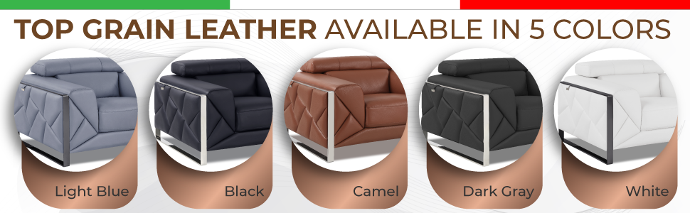 Global United Top Grain Italian Leather Sofa - Home Elegance USA