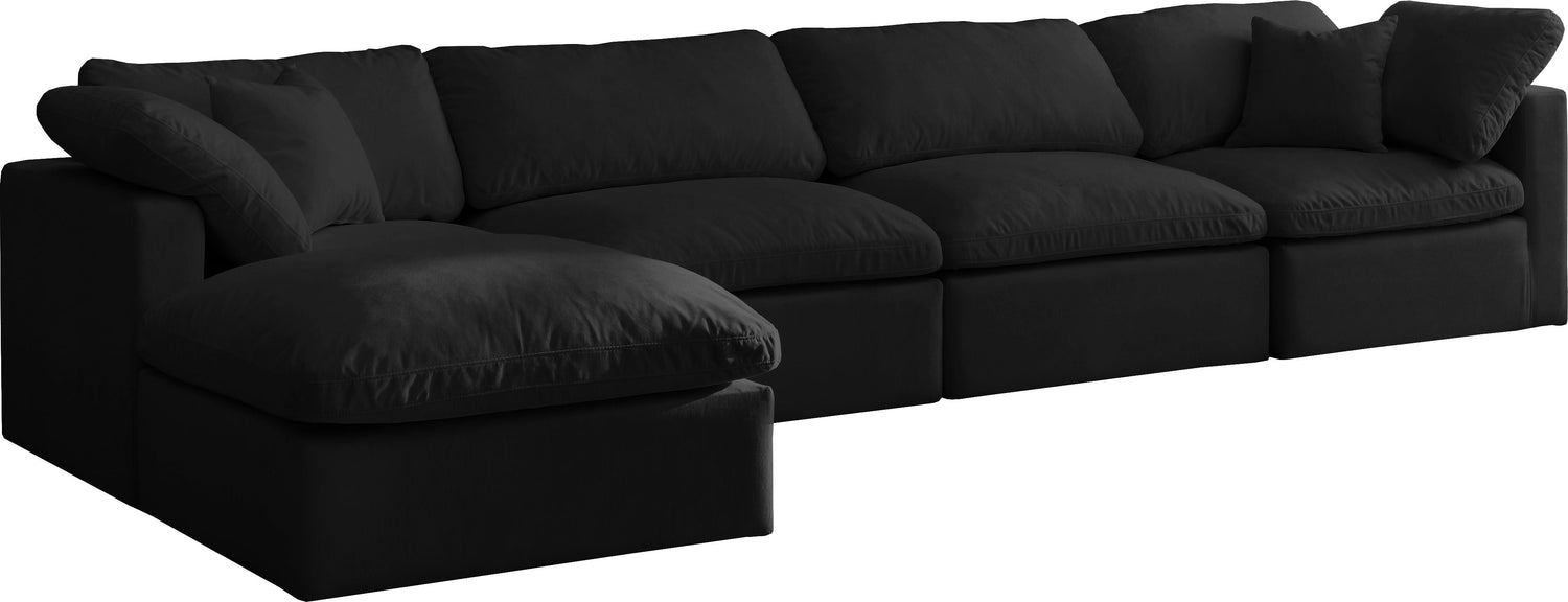 Plush - Cloud Modular Sectional 5 Piece - Black - Fabric - Home Elegance USA