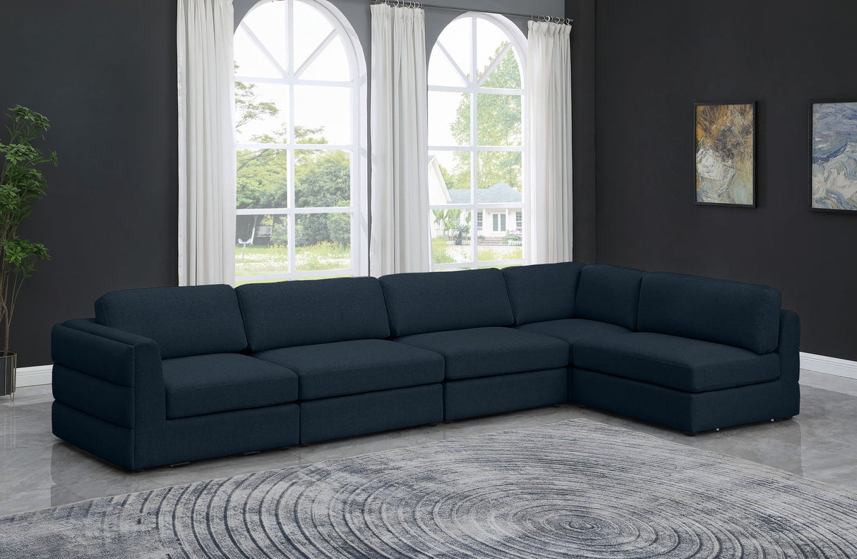 Beckham - Modular Sectional 5 Piece - Navy - Fabric | Home Elegance USA