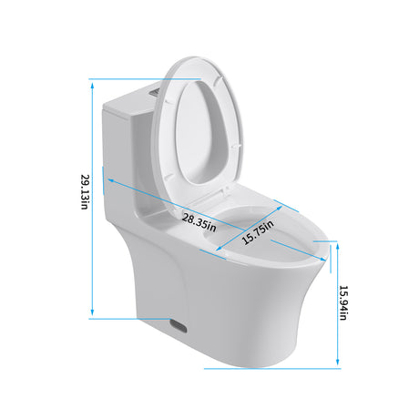 One-Piece Toilet 1.1GPF/1.6 GPF Siphon Jet Dual Flushing with Toilet Seat