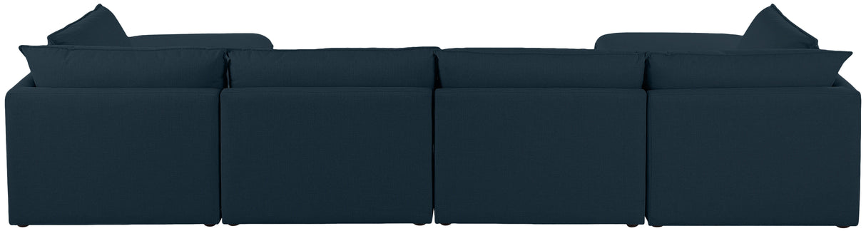 Mackenzie - Modular Sectional 6 Piece - Navy - Fabric - Modern & Contemporary - Home Elegance USA