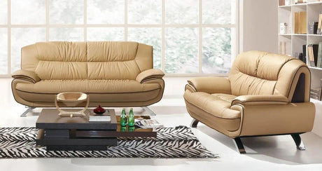 405 Contemporary Sofa And Loveseat In Beige/Brown Color | ESF | Home Elegance USA