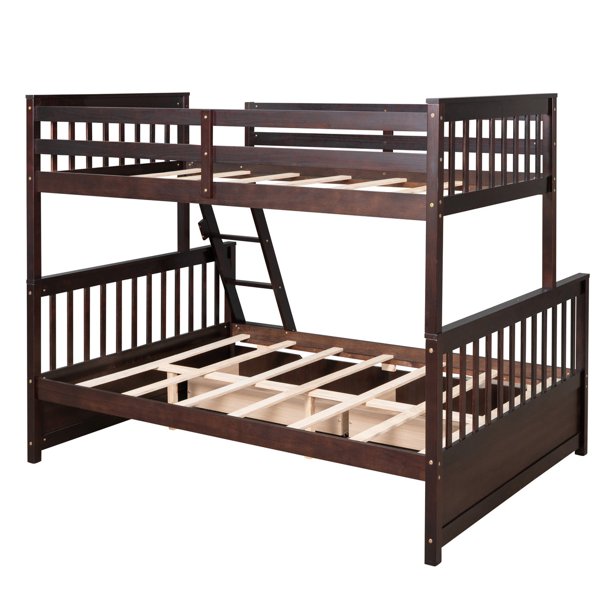 Twin-Over-Full Bunk Bed with Ladders and Two Storage Drawers(Espresso)( old sku:LT000165AAP) - Home Elegance USA