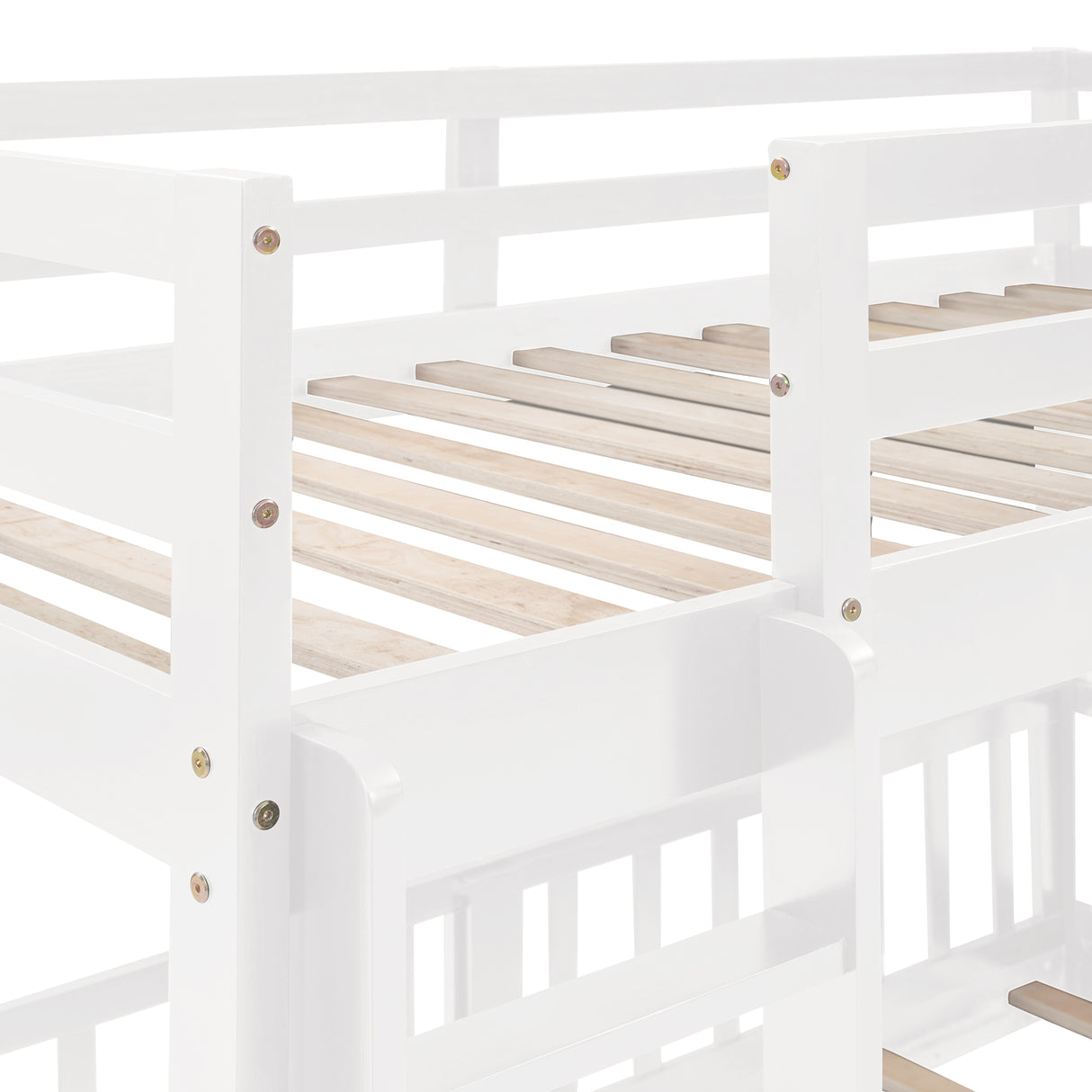Twin Over Twin Bunk Bed with Slide and Ladder, White(Old SKU:LP000009AAK) - Home Elegance USA