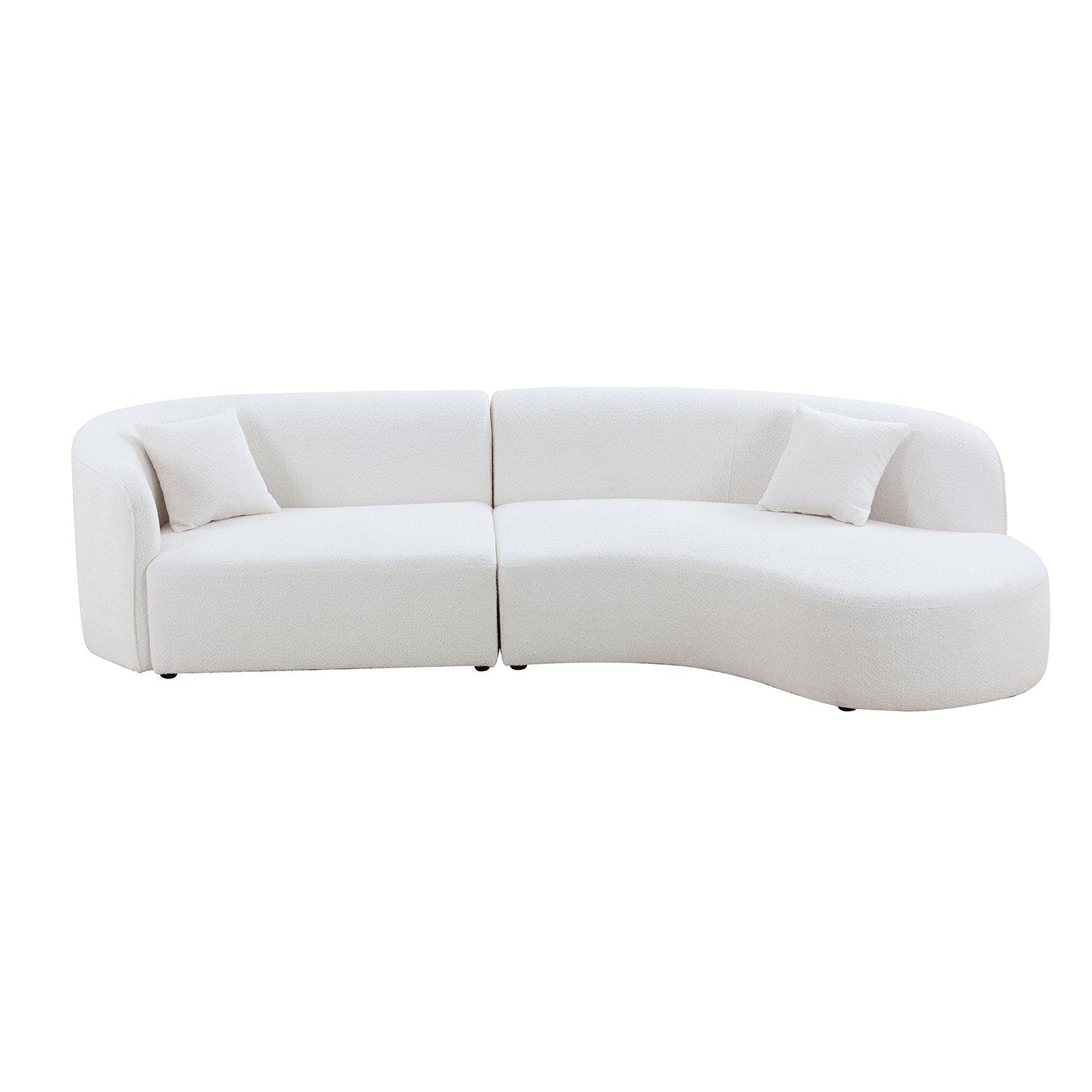 Luxury Modern Style Living Room Upholstery Curved Sofa with Chaise 2-Piece Set, Right Hand Facing Sectional,  Boucle Couch, White - Home Elegance USA