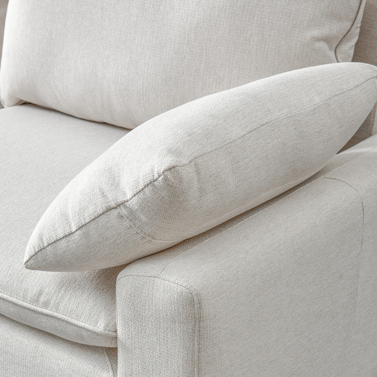L-Shaped linen sectional sofa with right chaise(left-facing chaise),Beige - Home Elegance USA
