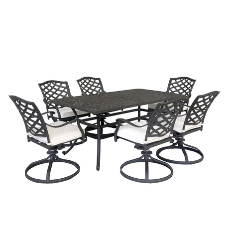 Rectangular 6 - Person 68" Long Dining Set with Cushions, Canvas Natural