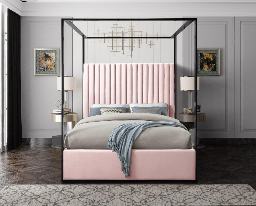Meridian Furniture - Jax Velvet Queen Bed In Pink - Jaxpink-Q