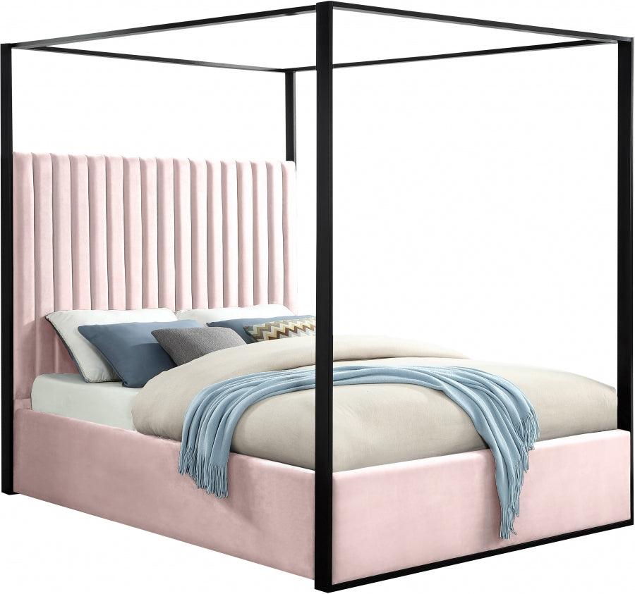 Meridian Furniture - Jax Velvet Queen Bed In Pink - Jaxpink-Q