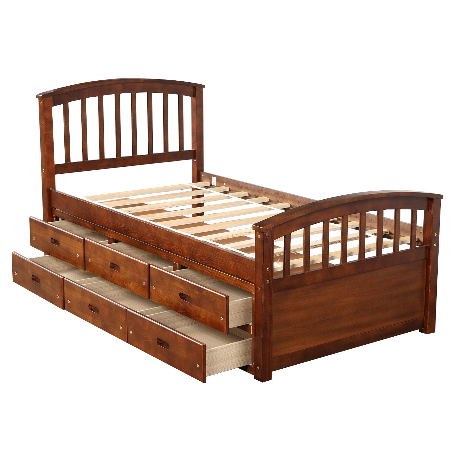 Orisfur. Twin Size Platform Storage Bed Solid Wood Bed with 6 Drawers - Home Elegance USA