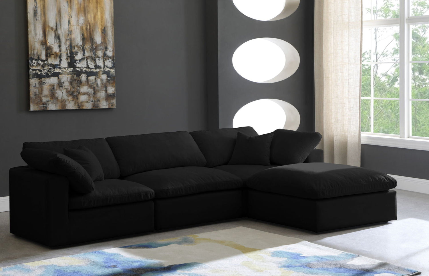 Cozy - Modular Sectional 4 Piece Cloud - Black | Home Elegance USA
