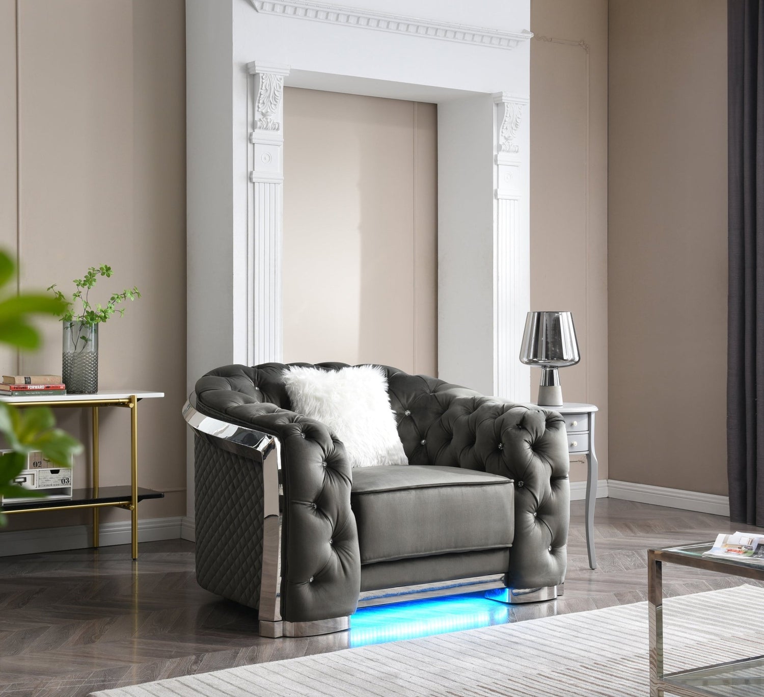 Glory Furniture Sapphire G0590A-C Chair ,  Gray - Home Elegance USA