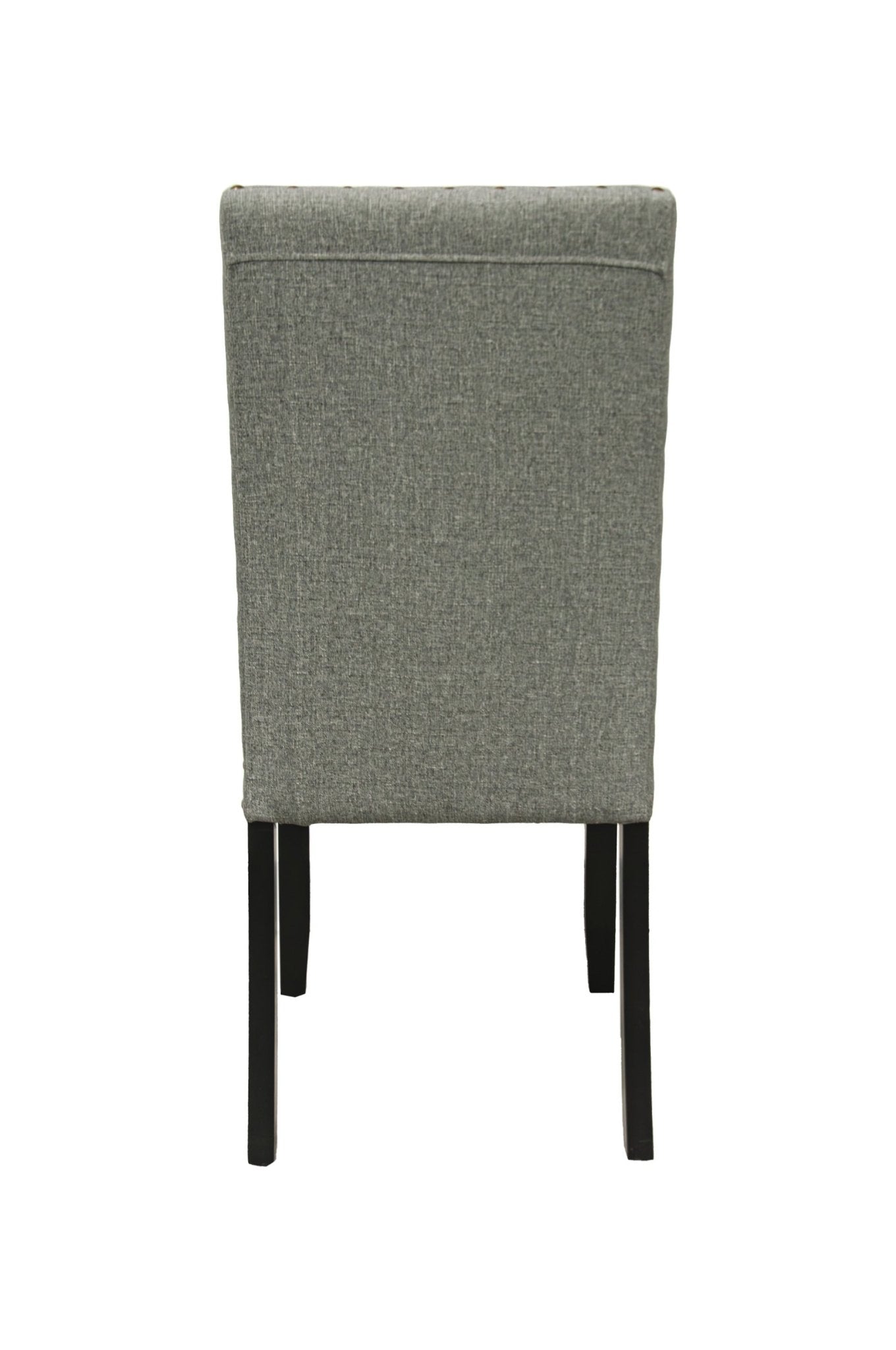 Modern Classic Dining Room Furniture Natural Wooden Rectangle Top Dining Table 6x Side Chairs Gray Fabric Nail heads Trim and Storage Shelve 7pc Dining Set - Home Elegance USA