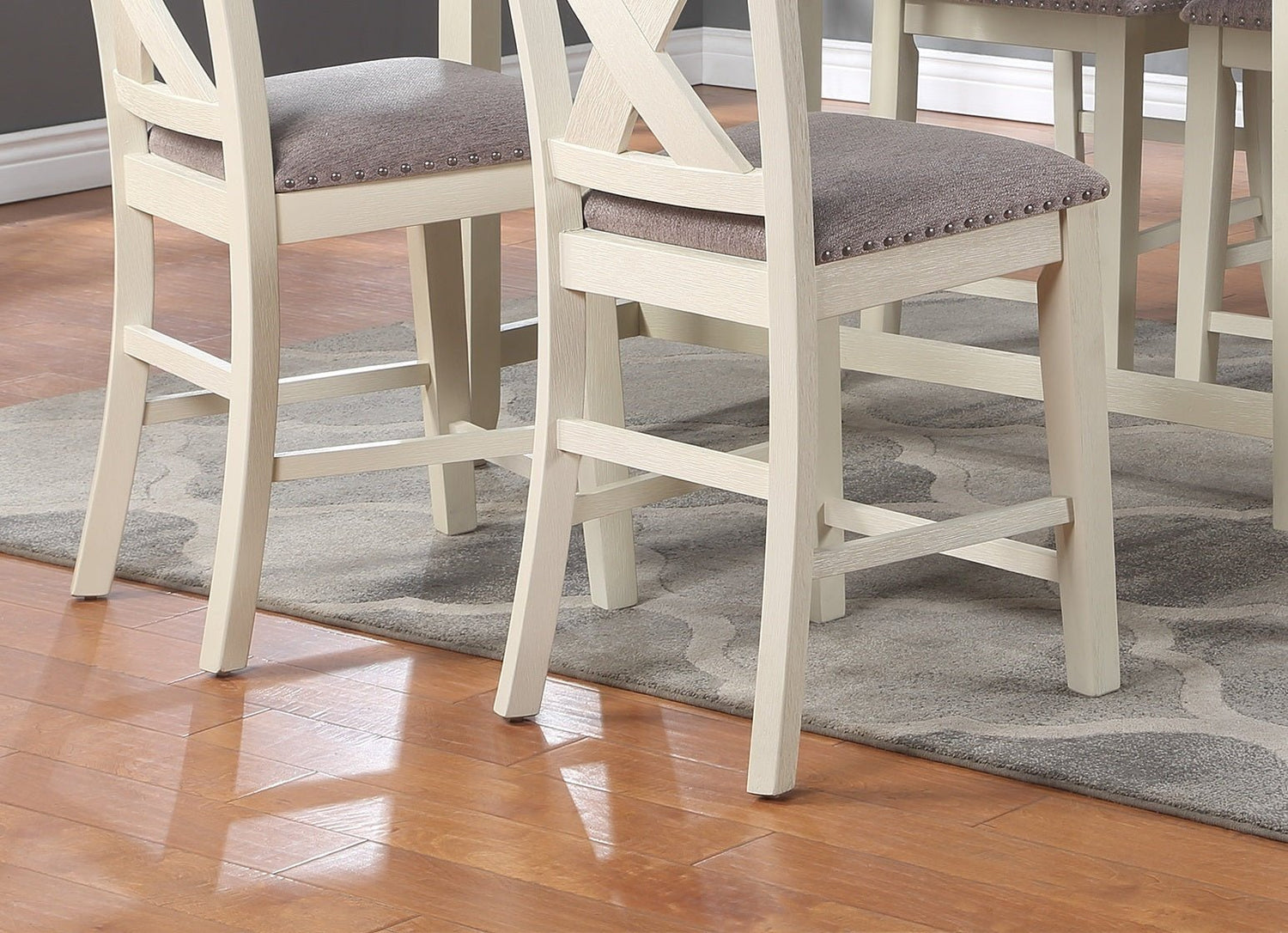 Modern Contemporary 5pc Counter Height High Dining Table w Storage Shelves High Chairs And Stools Wooden Kitchen Breakfast Table Dining Room Furniture - Home Elegance USA
