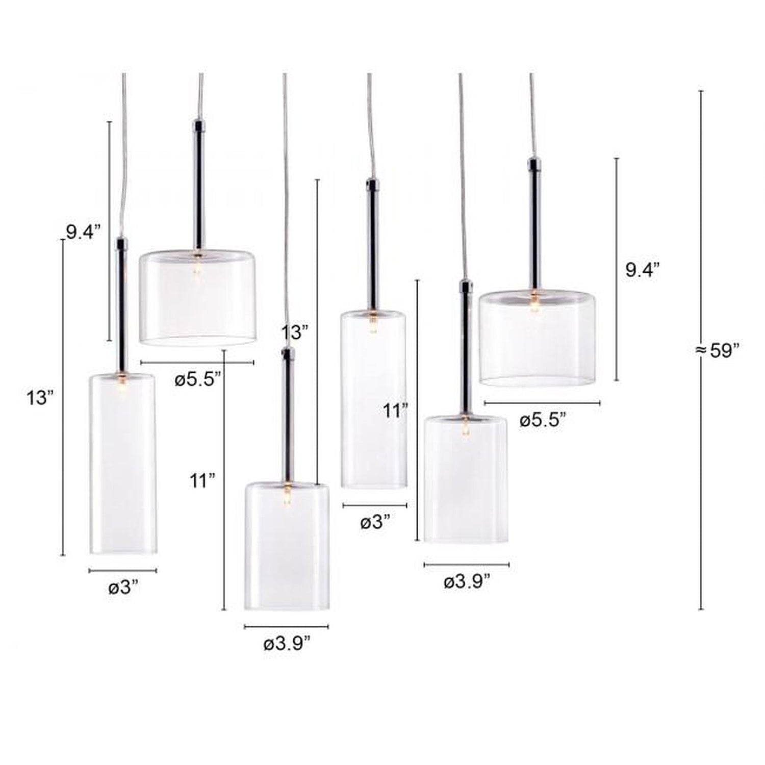 Zuo Hale Ceiling Lamp Clear
