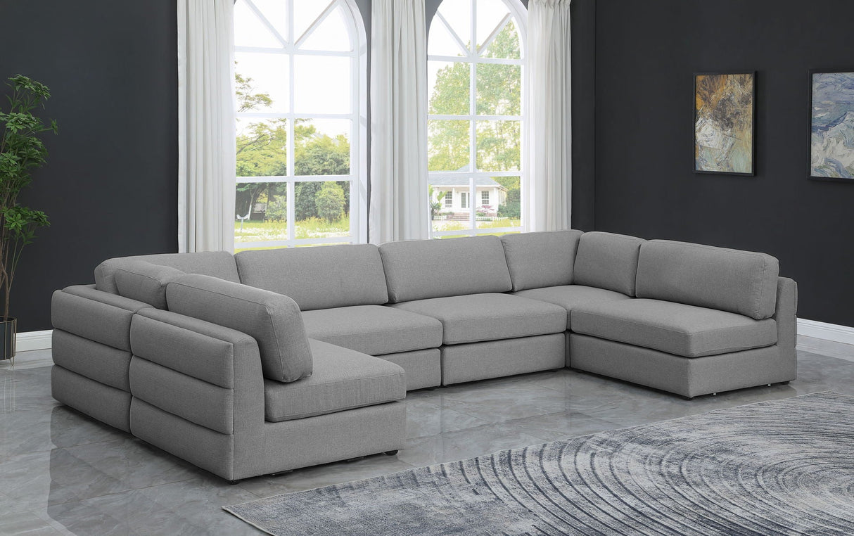 Beckham - Modular Sectional 6 Piece - Gray - Fabric | Home Elegance USA
