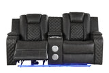 Benz LED & Power Recliner 2 PC Made With Faux Leather in Black Home Elegance USA