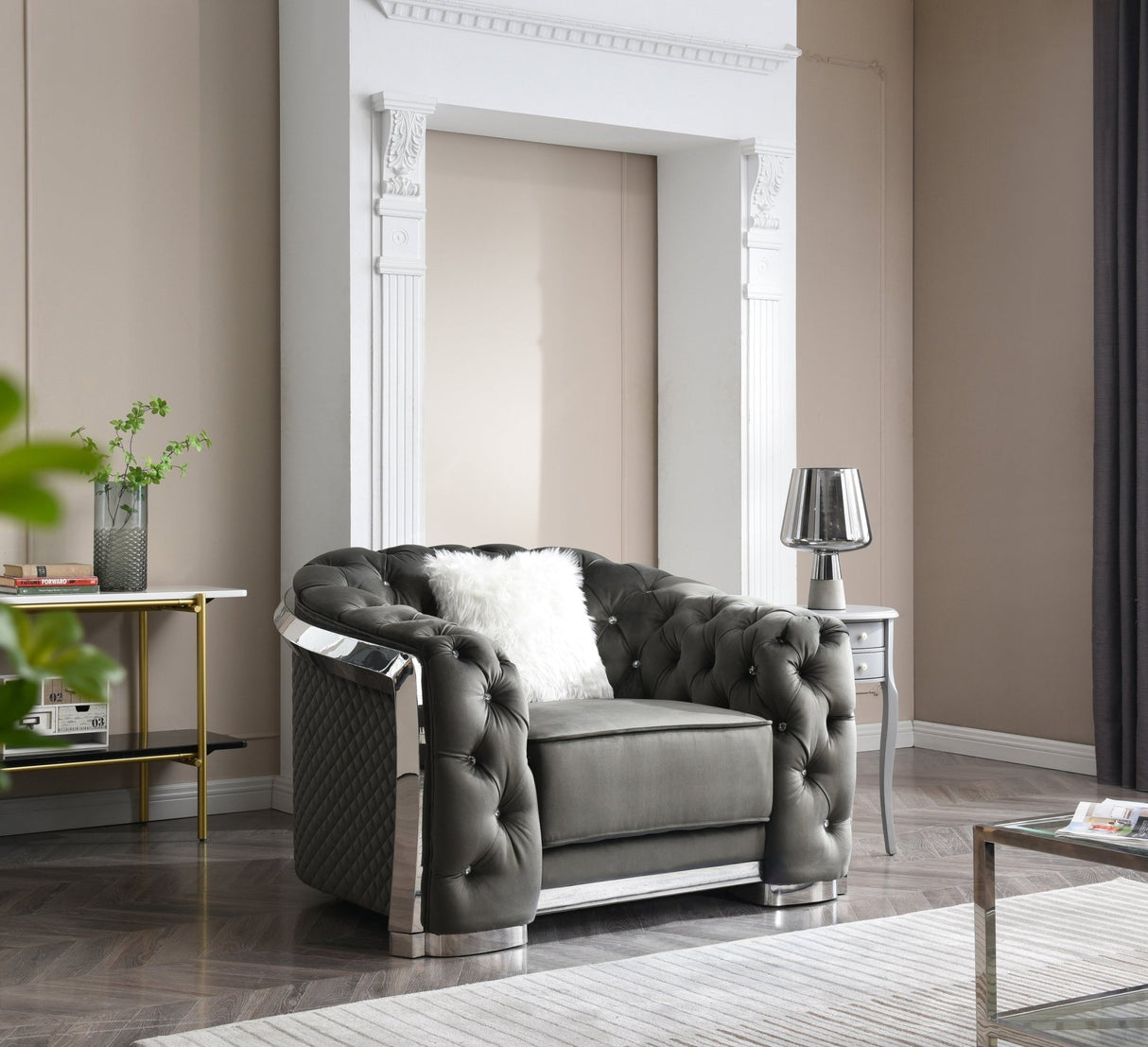 Glory Furniture Sapphire G0590A-C Chair ,  Gray - Home Elegance USA