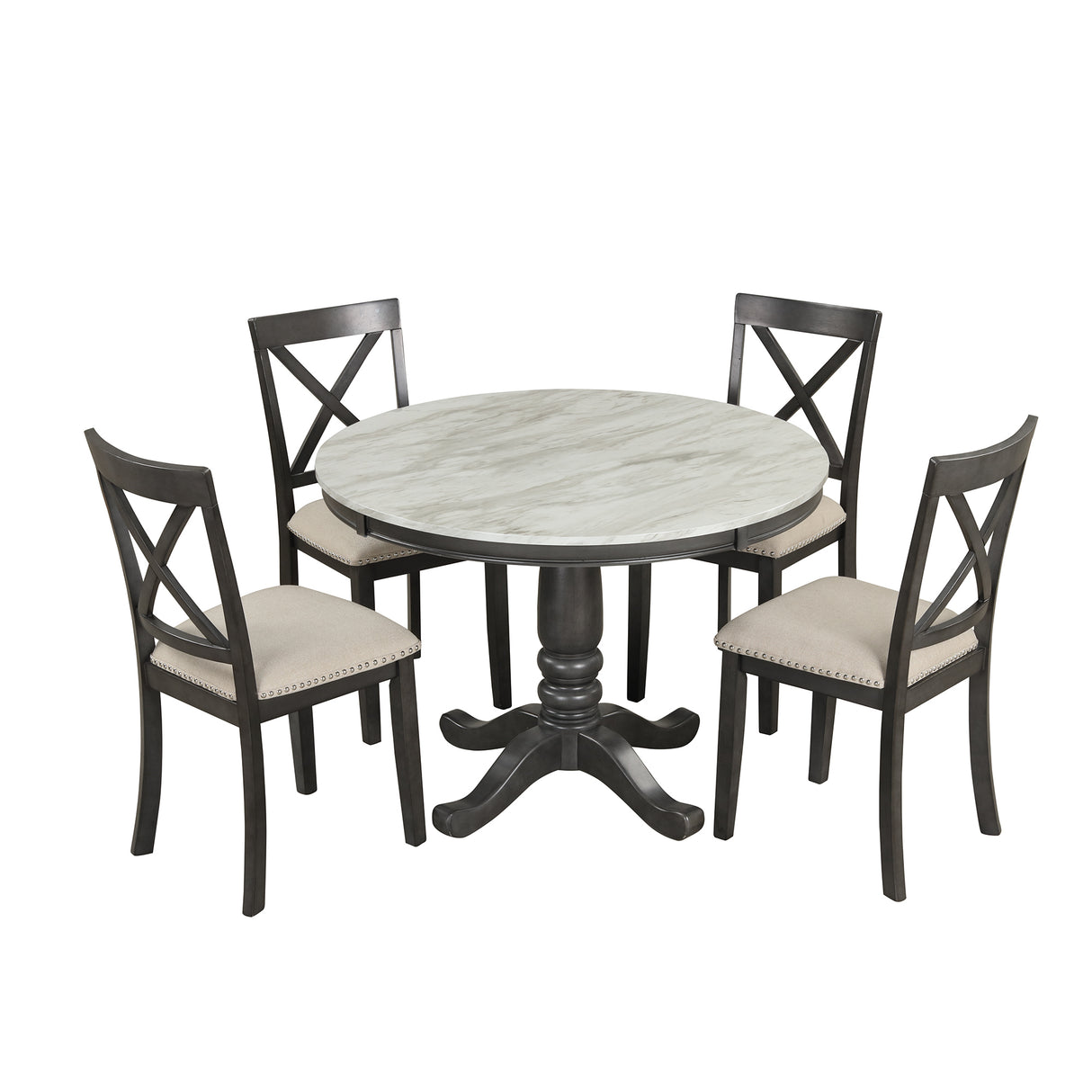 Orisfur. 5 Pieces Dining Table and Chairs Set for 4 Persons, Kitchen Room Solid Wood Table with 4 Chairs - Home Elegance USA