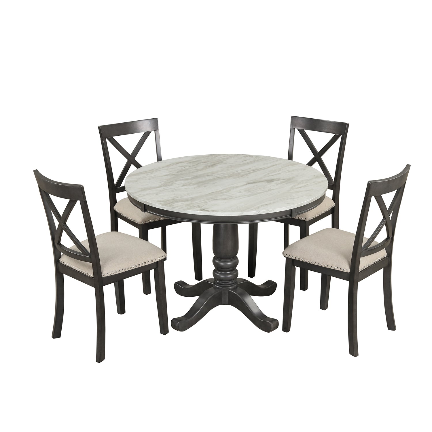 Orisfur. 5 Pieces Dining Table and Chairs Set for 4 Persons, Kitchen Room Solid Wood Table with 4 Chairs - Home Elegance USA