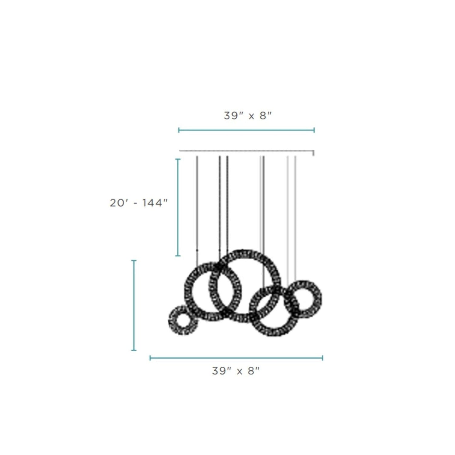 5 Hoop Crystal Progression Chandelier // Chrome | Finesse | Home Elegance USA